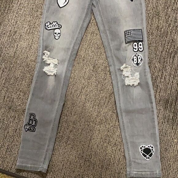 La Belle Roc Skinny Distressed Patched Jeans 5/6 - Picture 11 of 15